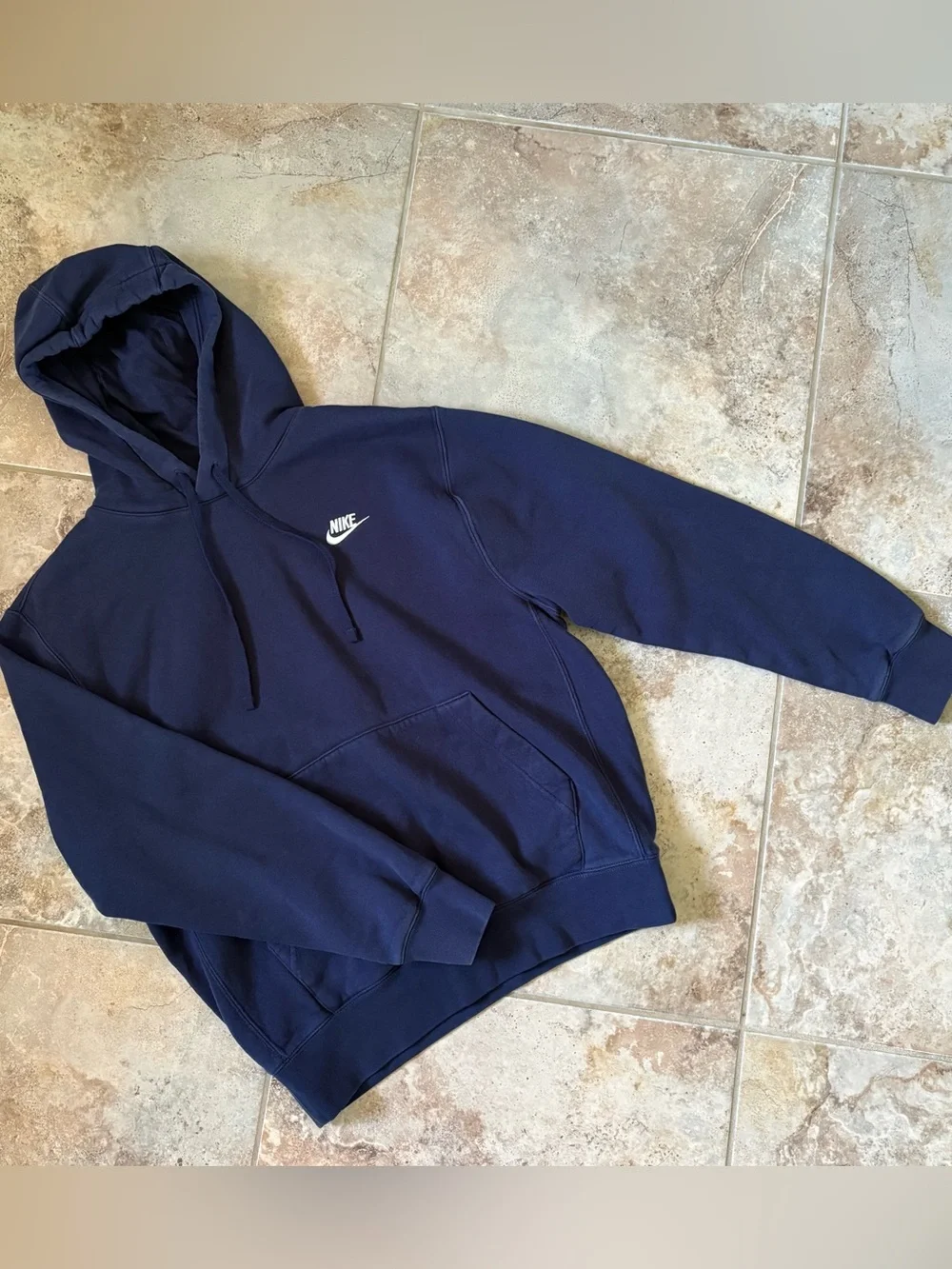 Nike Navy Blue Fleece Pullover Hoodie Men’s Small Sweater Logo Solid Active Gym